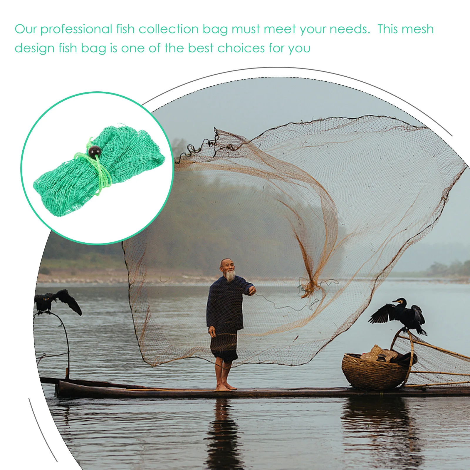ارتداء مقاومة النايلون الصيد صافي المحمولة الرباط الأسماك اصطياد حقيبة سعة كبيرة الأسماك تخزين صافي شباك الصيد
