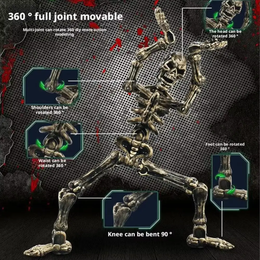 Fully Movable Joints Articulated Skeleton Figurine Eco-Friendly PLA Material Lightweight Sturdy Movable Joint Skeleton