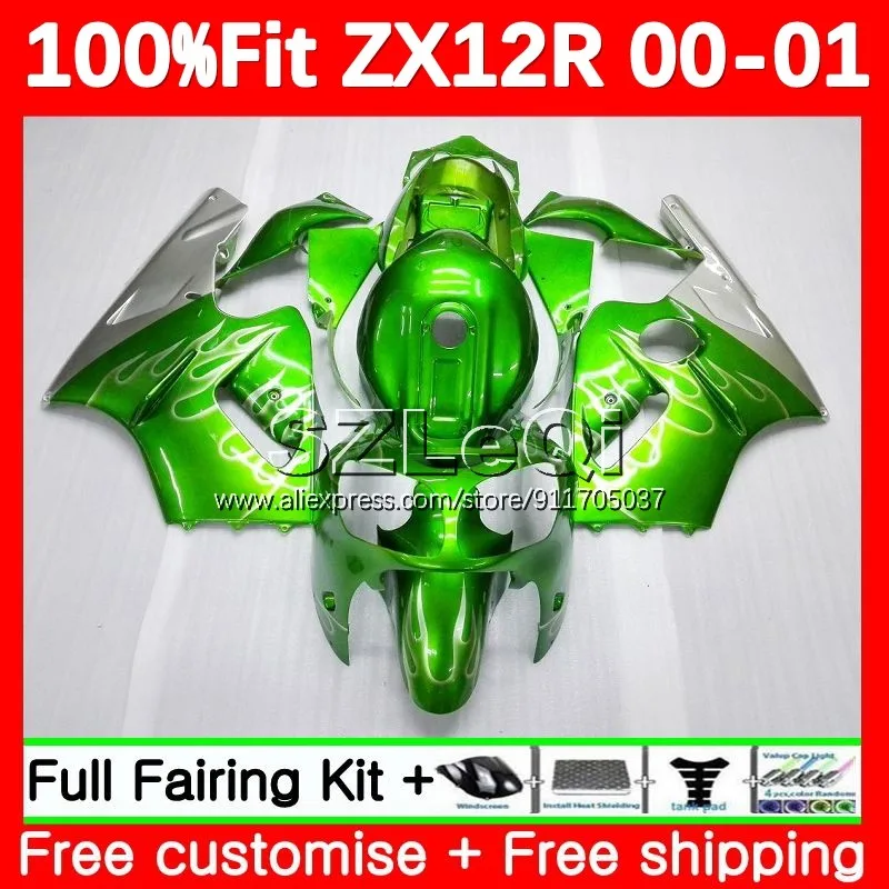 Injection Body For KAWASAKI NINJA ZX1200 Light Green C ZX 12 R ZX-12R ZX12R 00 01 115No.21 ZX 1200 12R 1200CC 2000 2001 Fairing