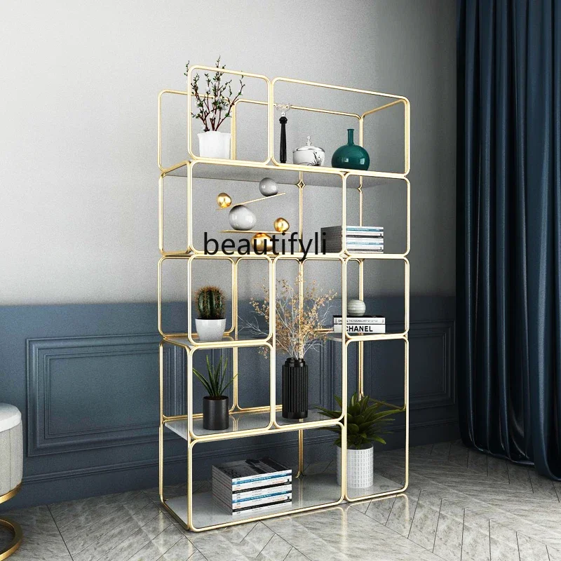 

Yh Living room shelf partition wrought iron Nordic bookshelf entrance floor storage rack modern