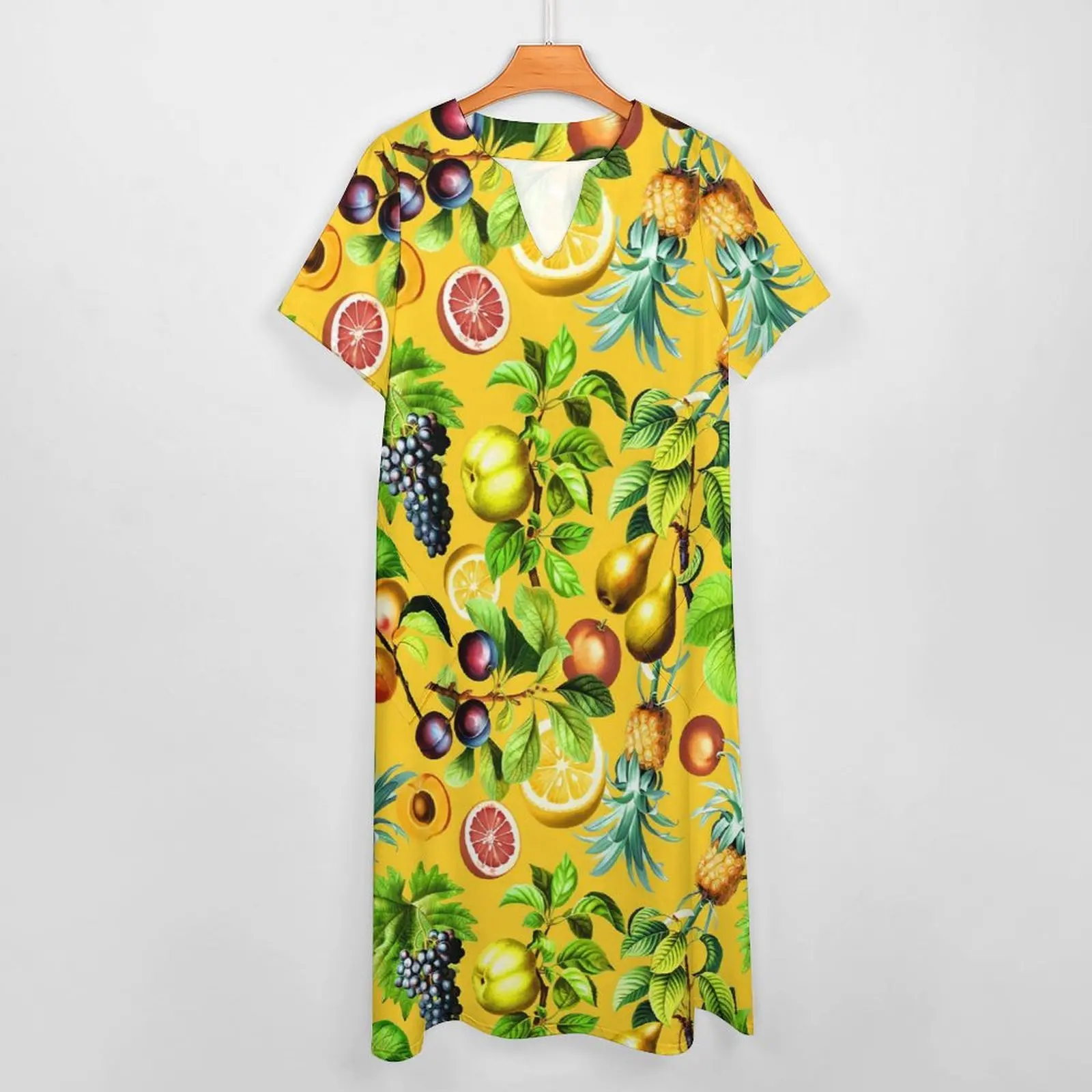 Fruitprint Jurk Zomer Ananas En Druiven Streetwear Boho Strand Lange Jurken Vrouwen Grafische Nachtclub Maxi Jurk Grote Maat