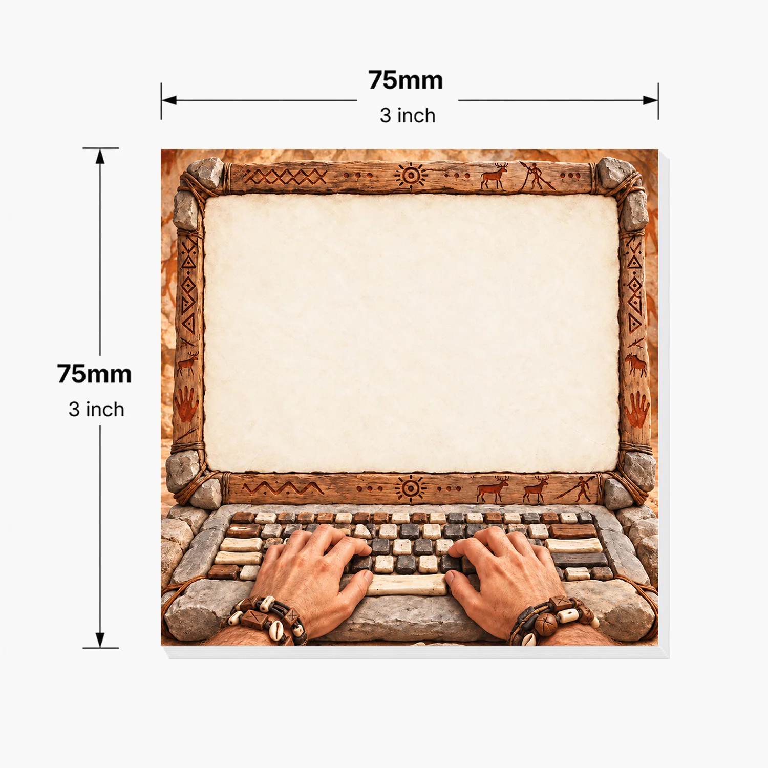 2PCS Prehistoric Computer Sticky Notes 100 Sheets Stone Age Laptop Caveman Keyboard Funny Memo Pads Office School Stationery