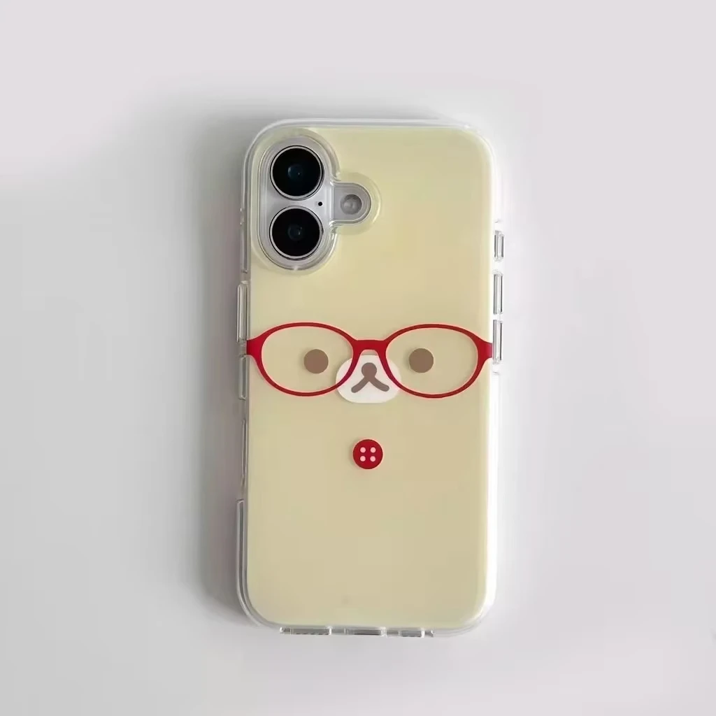 Niedliche Bären-Handyhülle mit Brillen für iPhone 18 17 Promax 16 15 14 13 12 11 Pro Mini Max Plus XR Silikon Transparente Weiche Hülle – Detail 5