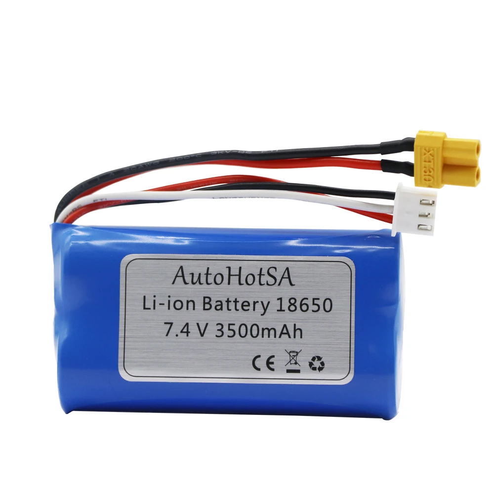 Akumulator litowo-jonowy do Huina 580 550 583 582 1580 1583/Henglong RC Cars Części zamienne do dronów 18650 7.4V 3500mah XT30 Wtyczka zabawki Akumulator
