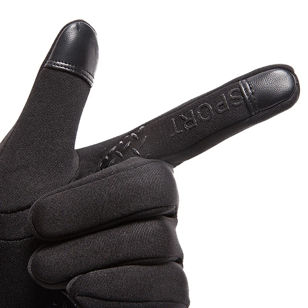 

Reflective Cycling Gloves Thicken Windproof Screen Touch Gloves for Fishing Hiking Camping Anti-Slip Simple Size M Black
