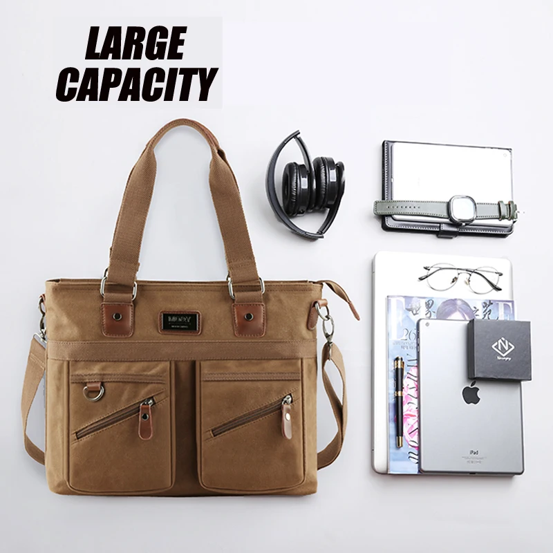 Canvas Shoulder Bag for Men Vintage Messenger Bag Retro 14 inch Laptop Briefcase High Quality Handbag