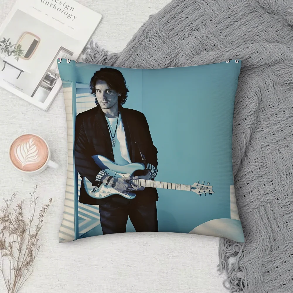 المغني جون ماير كيس وسادة مربع الطباعة على الوجهين قصيرة أفخم غطاء وسادة أريكة غرفة نوم وسادة السرير