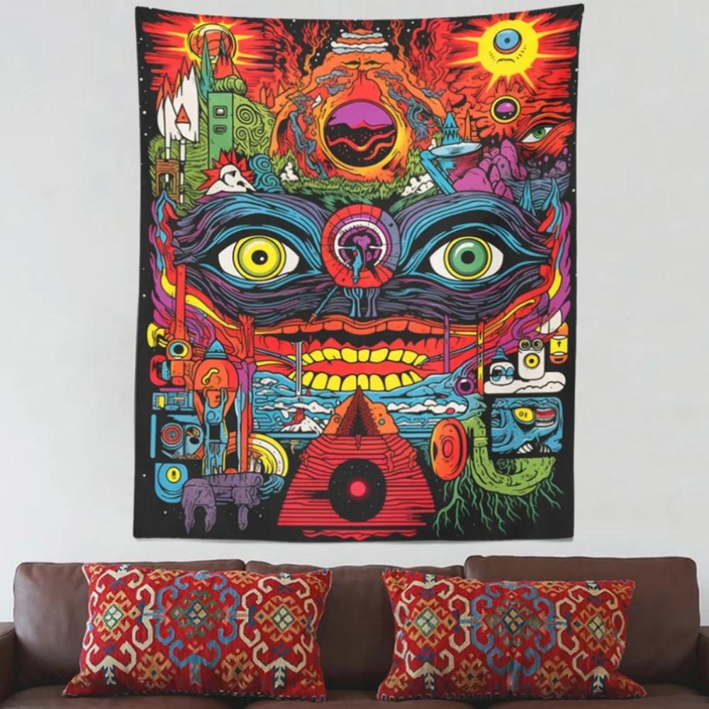 Psychedelic Vision Tapestry: Trippy Art for a Bold, Mind-Bending, Visually Stunning, and Dazzling Decor Statement