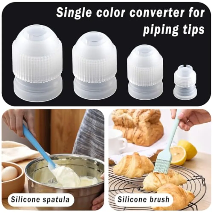 طقم تزيين الكيك طقم خبز لصنع الكيك للبالغين المبتدئين المحترفين مجموعة أنابيب الصقيع 3 مقلاة سبرينغفورم 4 قوالب كعكة #6