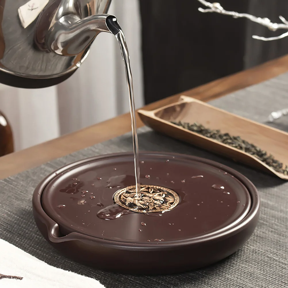 

1Pcs Electric Wood Tea Tray Practical Chinese Style Teapot Mat Water Storage Tea Serving Tray Teapot Mat