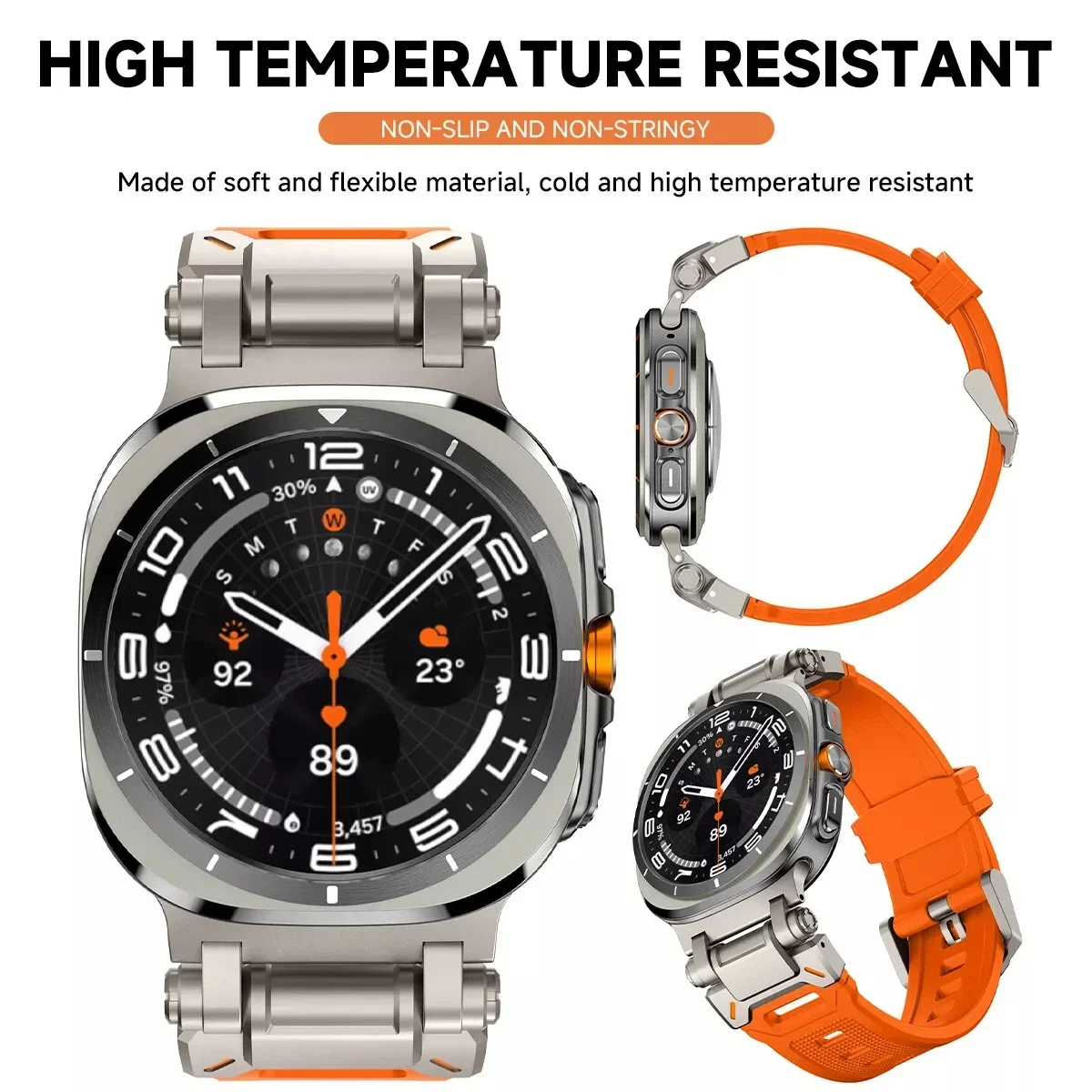 Metall + Silikonarmband für Samsung Galaxy Watch 7 Ultra 47 mm Sportarmband für SAMSUNG GALAXY ULTRA 47 Gummi-Herrenarmband