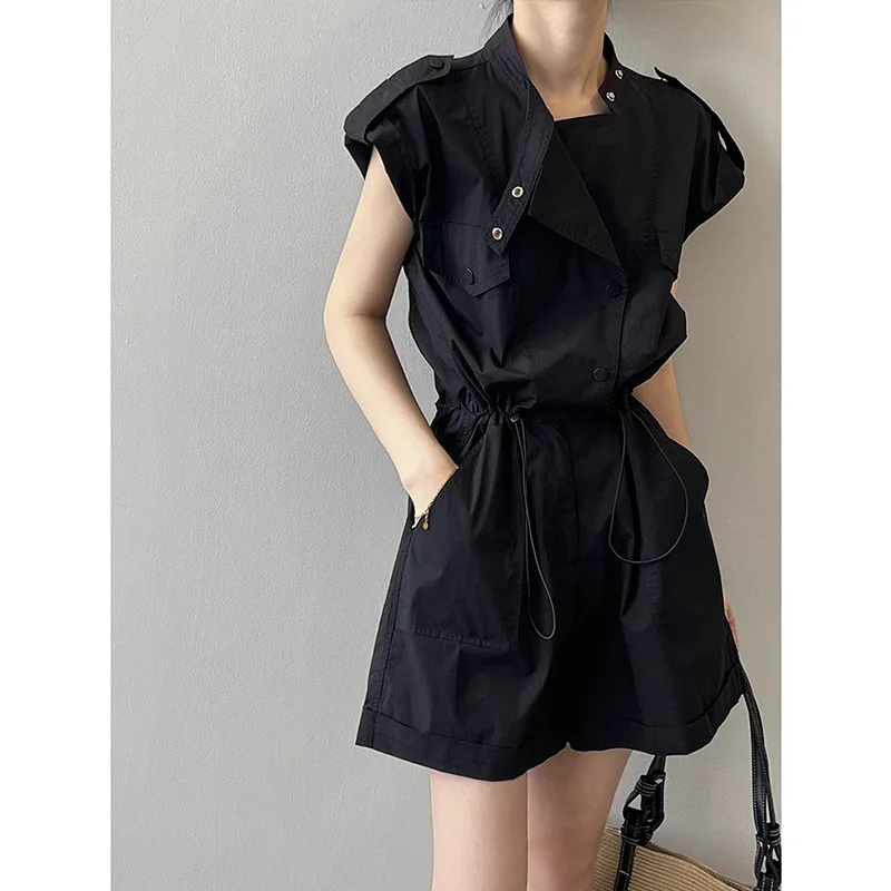 จั๊มสูทขายาวทรงหลวมสำหรับฤดูร้อน หรือ กางเกงทำงาน แฟชั่นชุดเดรสแบบชิ้นเดียว สไตล์ลำลองทรงเอ