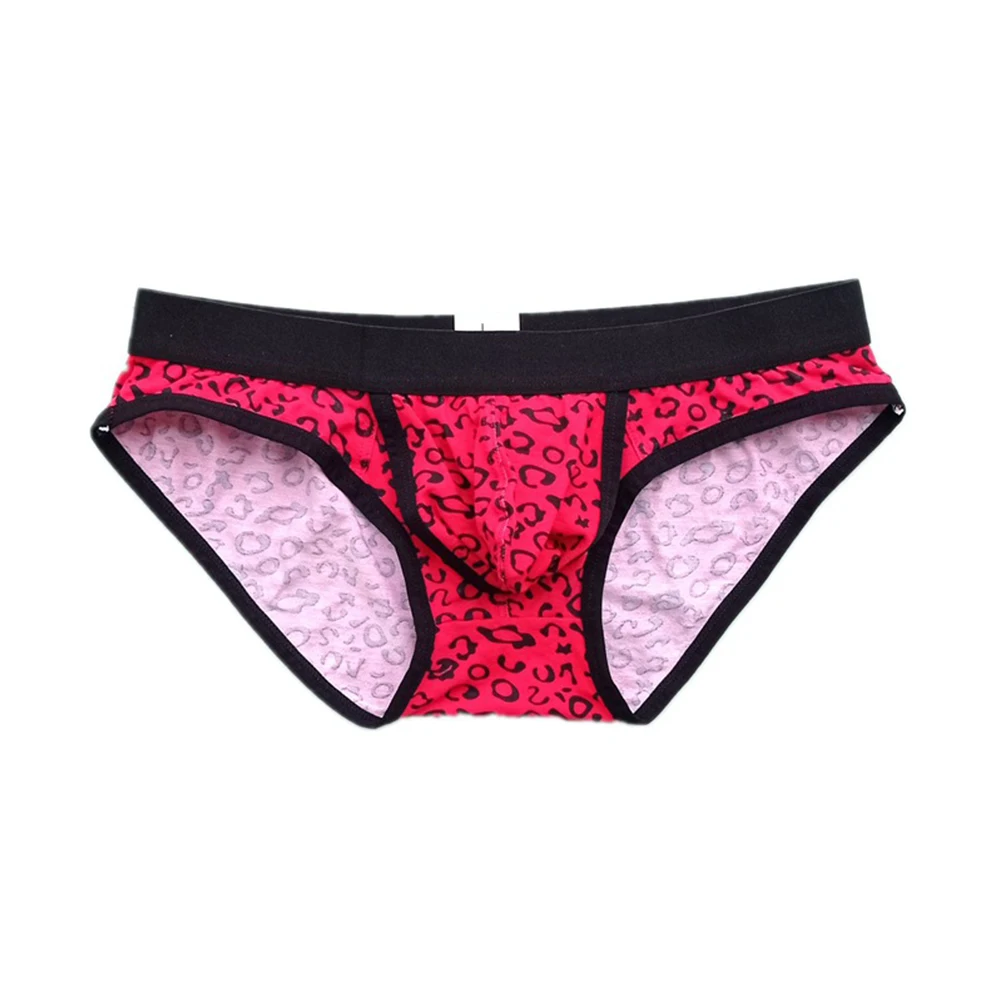 Slip da uomo Intimo sexy leopardato aperto sul davanti Custodia grande sexy U Custodia convessa Pantaloncini a vita bassa Mutandine Taglio alto Lingerie morbida