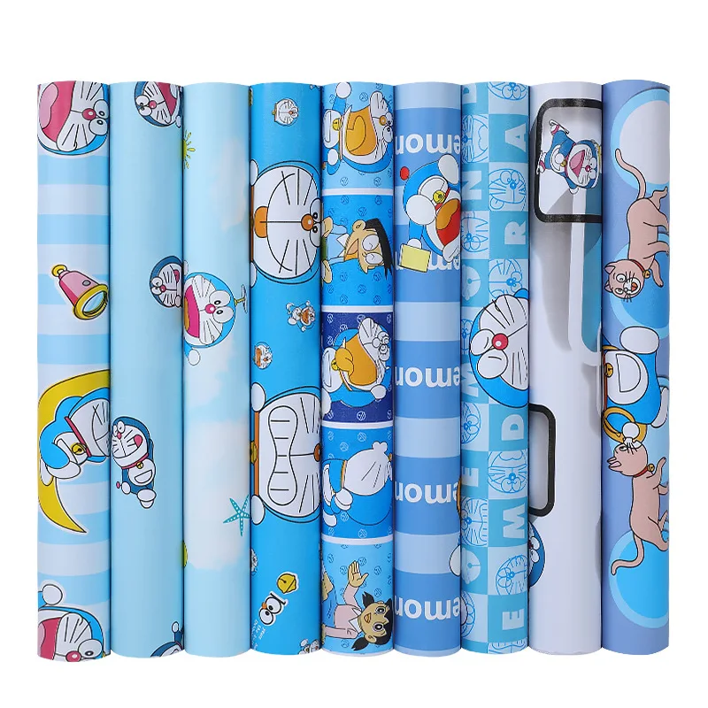 

10M Blue Cartoon Pattern Wallpaper For Kids Room Pvc Self-adhesive Waterproof Wall Sticker Boys Girls Dormitory Renovation Decor