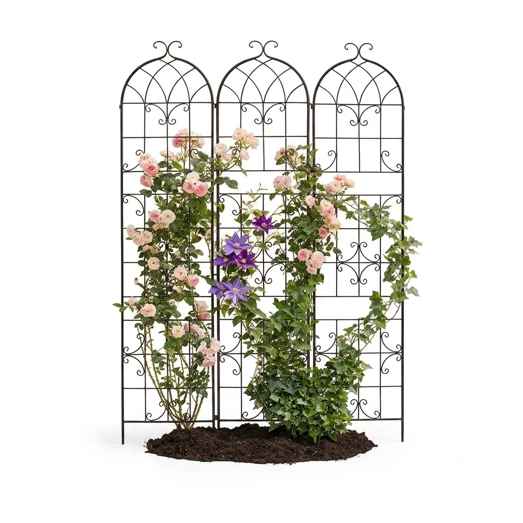 3 Pack Metal Garden Trellis Outdoor Climbing Plants Vine Fence for Patio Backyard Decorative Rust-Resistant Plant Support