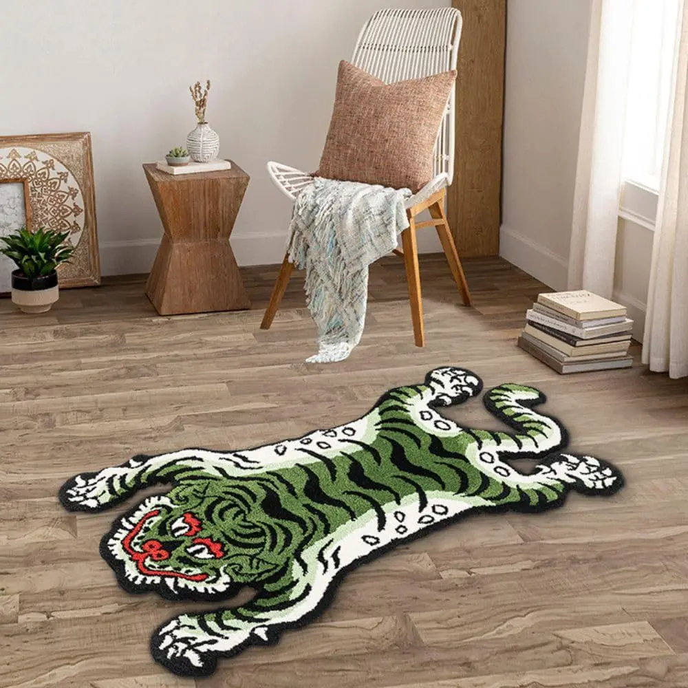 Tiger special-shaped bedside blanket flocked dirt-resistant easy to take care of living room bedroom thickened floor mat