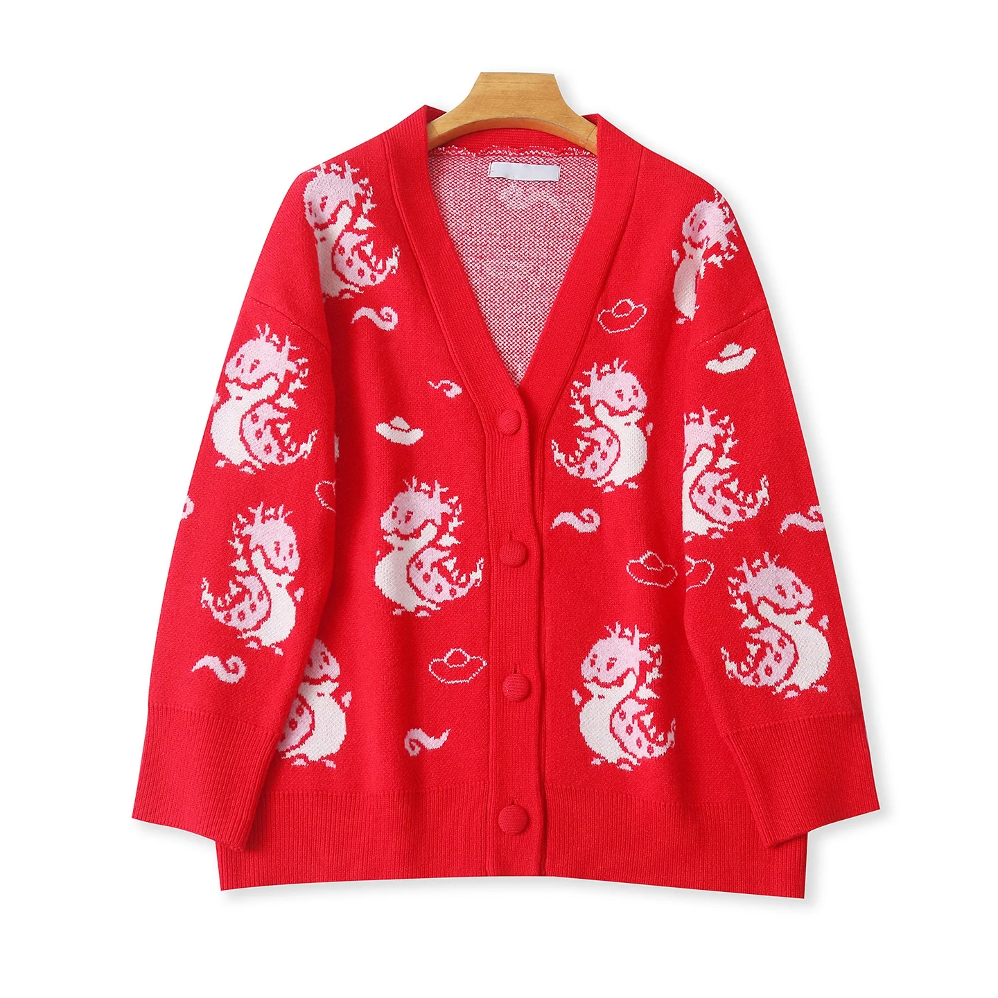 

Autumn Winter Women's Knitted Open Cardigan V-Ne Single Button Loose Slimming Casual Warm Outerwear Small Fraance Sle J...