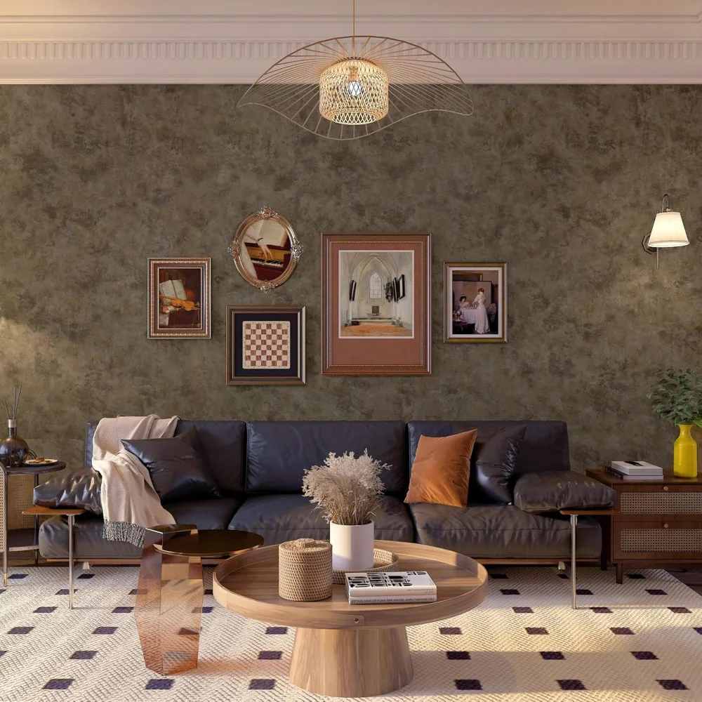 ورق جدران مزخرف خرساني حديث لمنتصف القرن قابل للتقشير واللصق مقاس 48 × 354 ديكور حائط صناعي من النحاس الذهبي والبني #2