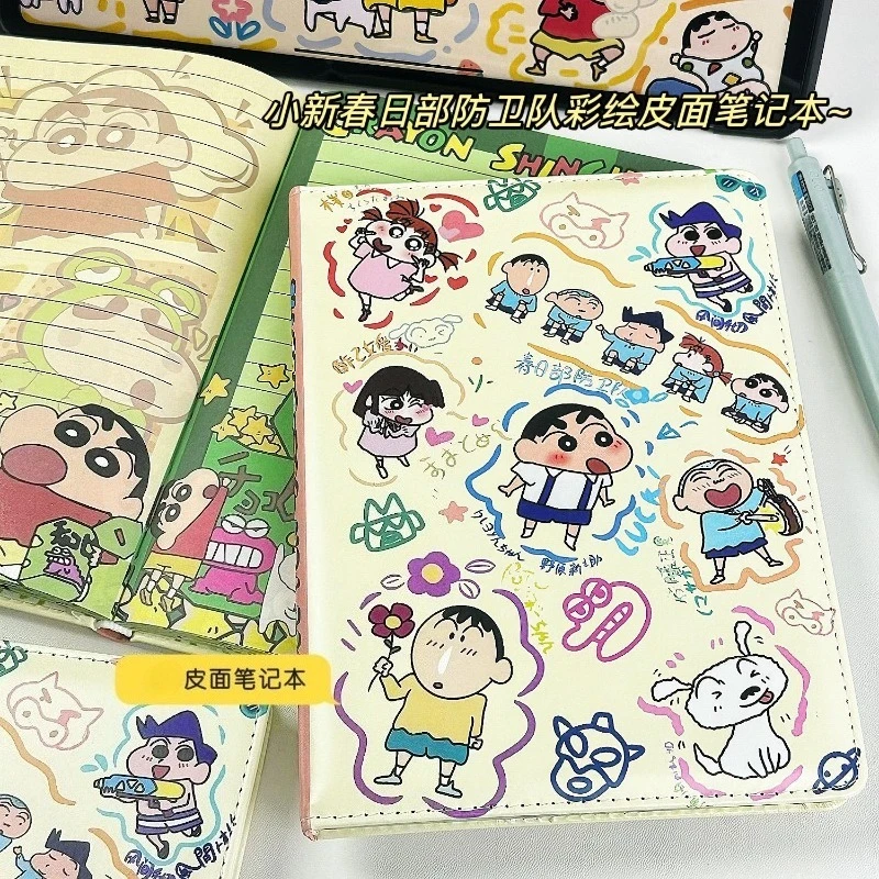 Crayon Shin Kasuga Defense Notebook B6 Leather Painted Inner Page Bookkeeping Book High Beauty Bookkeeping Book Birthday Gift