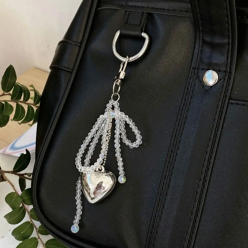 Bead Pearl Bow Key Ring Key Buckle Keychain Heart Phone Case Strap Korean Style Hanging Accessories Y2k Bag Pendant