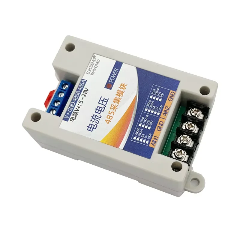 Voltage Current Analog Input Data Acquisition Module, 0-100V 4-20mA to RS485 Modbus RTU, High Precision Isolated ADC DIY Board