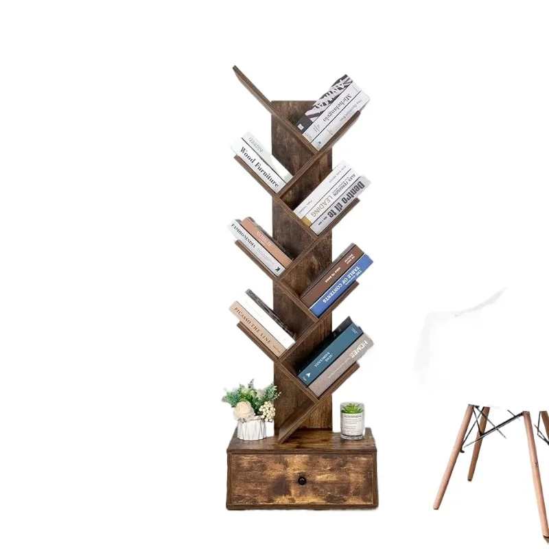 

Phoenix Home Modern Retro Industrial Styling Wood Tree Bookshelf Wood Style Living Room