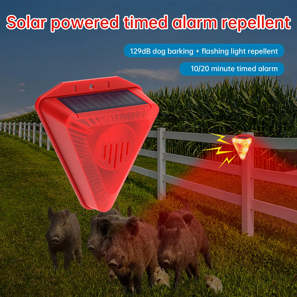 Outdoor Solar Infrared Motion Sensor Alarm 129db Siren Strobe Light IP55 Waterproof Villa Farm Yard Garden Security Alarm System