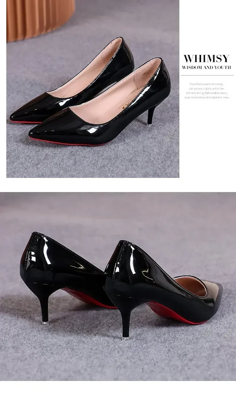 Sexy Spitze Lackleder High Heels Elegante Damen-Stilettos für Partys Klassische Schwarze Pumps für Beruf und Freizeit – Detail 25
