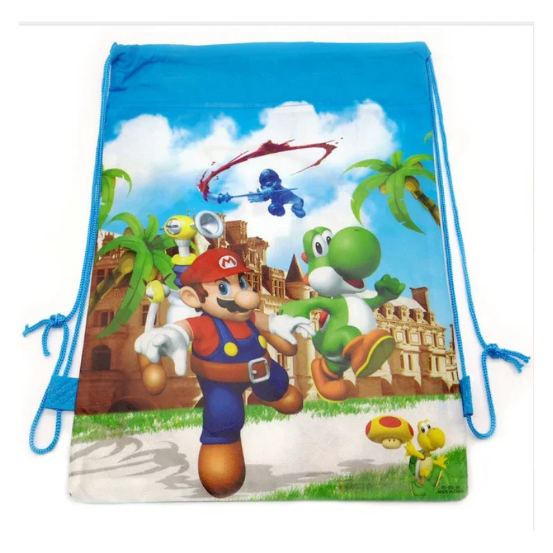 Super Mario Cute Cartoon Drawstring Bag Kids SchoolBags Anime Trendy Waterproof Backpack Waterproof Bookbag Student Backpack New