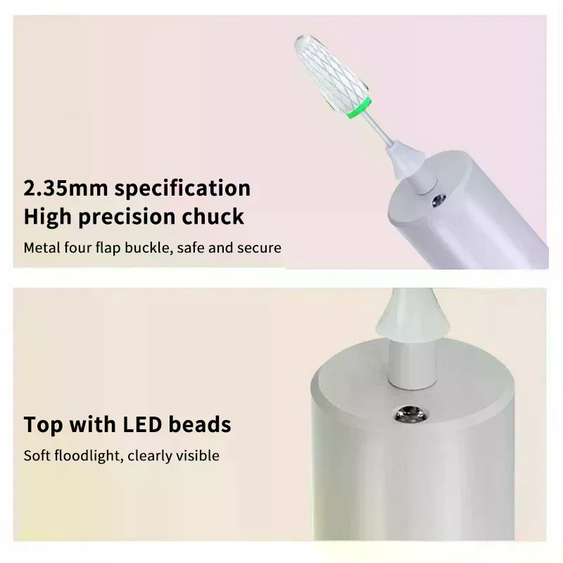 Wireless Nail Drill 35000RPM Manicure Cutter Nail Repair Pedicure Milling Cutter Polisher Sander USB Rechargeable Nail File
