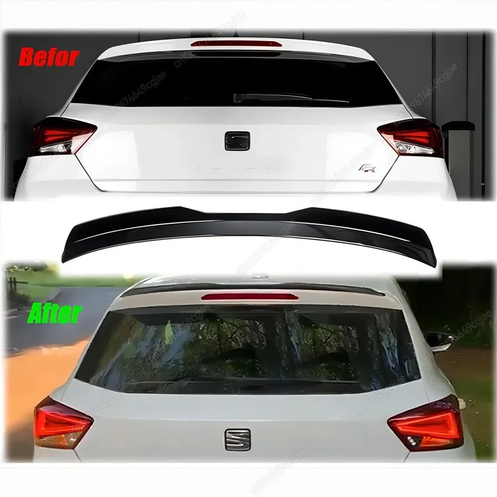 For SEAT Ibiza MK5 6F Spoiler Extension Lip 2017 2018 2019 2020 2021 Mini Spoiler Carbon Look ABS Car Trunk Rear Roof Wing New