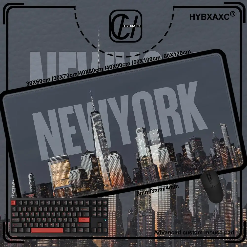 

HD New York Building Aesthetic Large Mouse Pad Office Desk Mat Computer Keyboard Pad Non-slip Office Desk Room Decor Accessories
