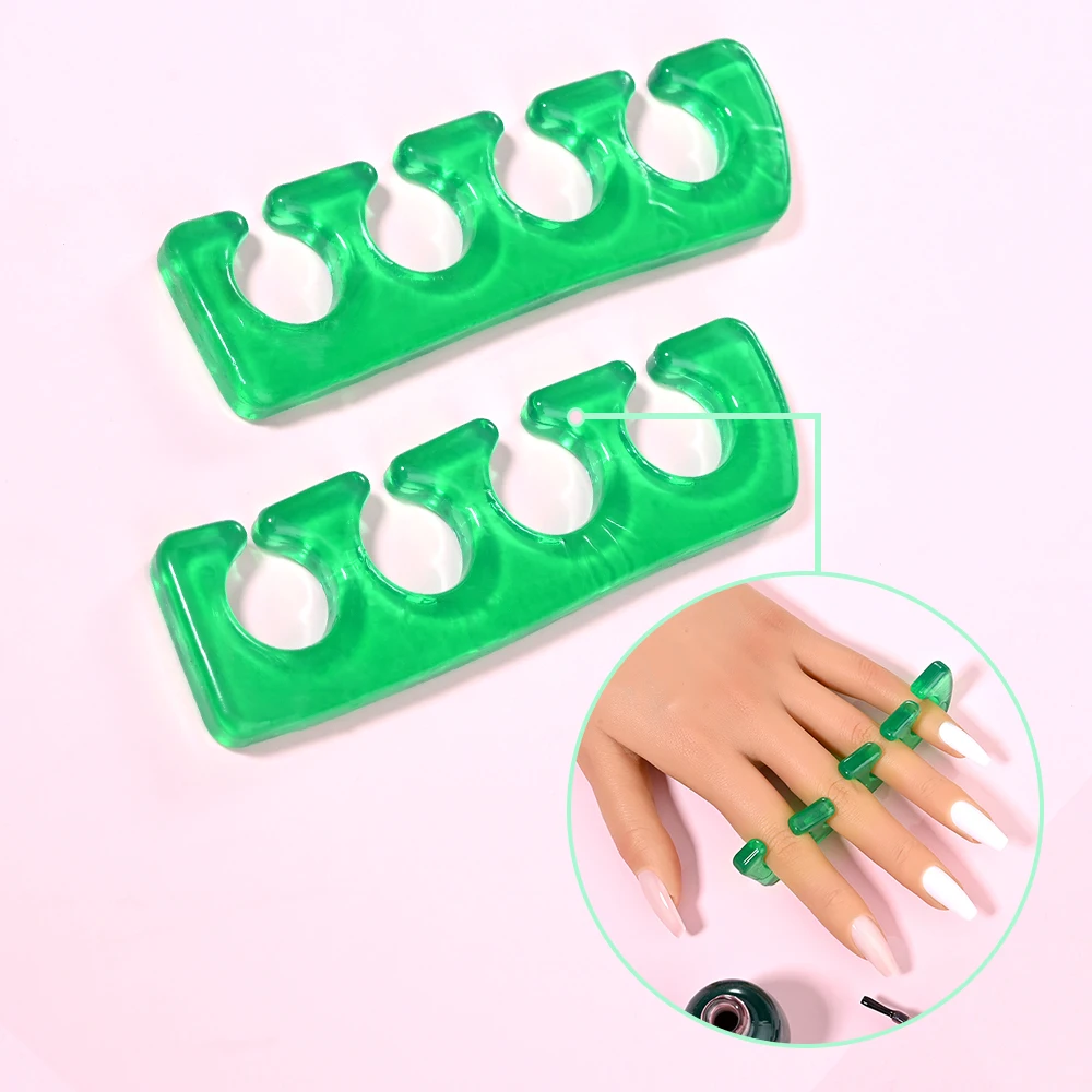 2 Stücke Weiche Silikon Nagel Zehenspreizer 5-Farben 2,6*9,2 cm Maniküre Pediküre Fußstütze Flexible Finger Toetip Separate Nägel Werkzeug