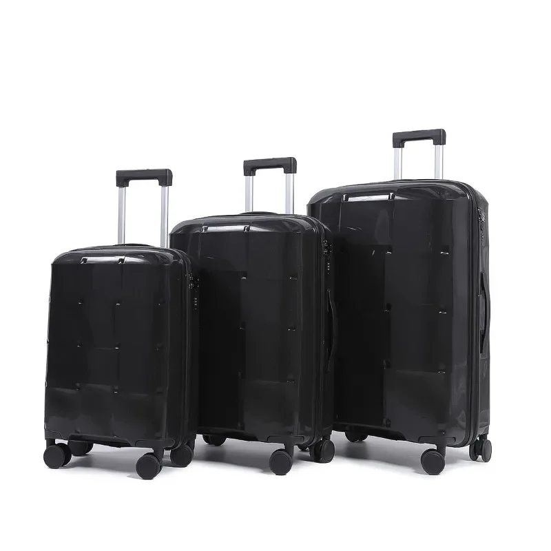 New ABS+PP Material Three-piece Suitcase Multi-wheel Luggage Travel Rod Large Capacity Boarding Box