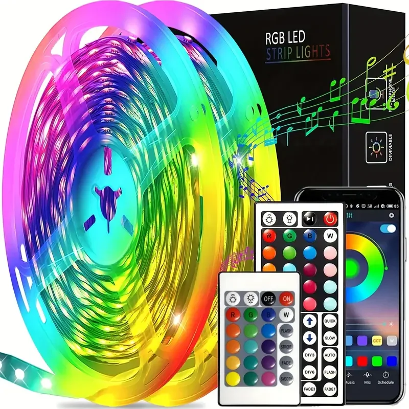 ไฟแถบไฟ LED RGB 5050 5V 1M-40M ไฟแถบไฟ LED RGB 16ล้านสีเพลงซิงค์เปลี่ยนสีสำหรับงานปาร์ตี้ที่บ้าน