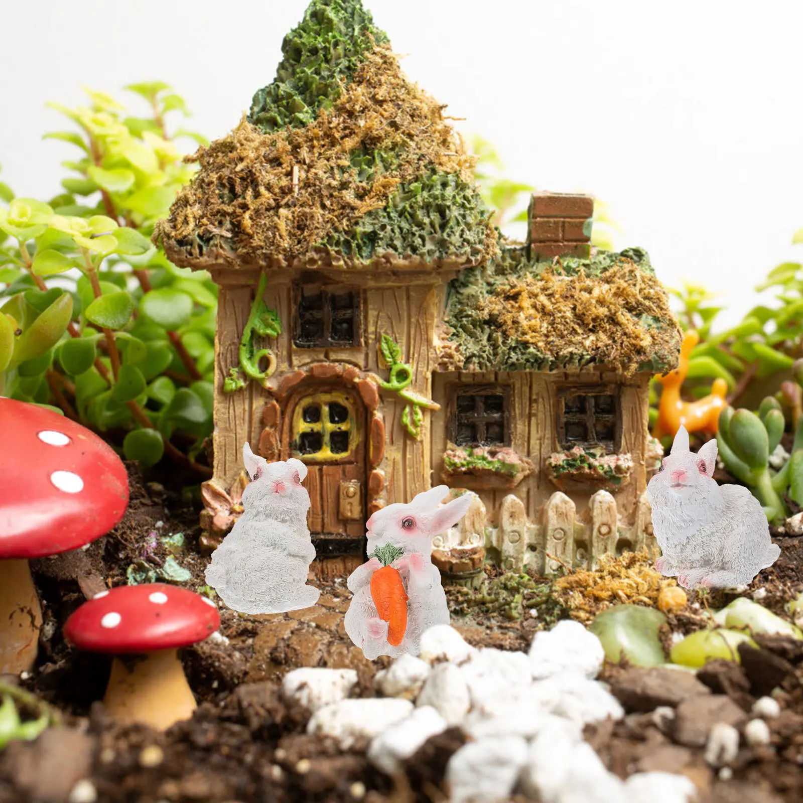 

3Pcs Adorable Resin Rabbit Decorations Durable Garden Bunny Statues Easter Yard Ornaments Bunny Statue Small Rabbit Decor