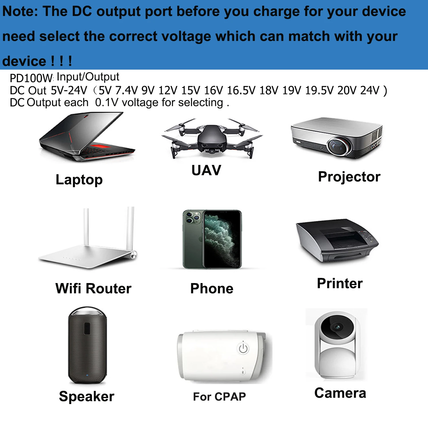 CPAP Battery Pack Power bank DC Output 12V 19V 24V 3.75A 2.5A Powerbank For Resmed S9 Airsense 10 Aircurve 10 11 S10 S11 Machine view 4