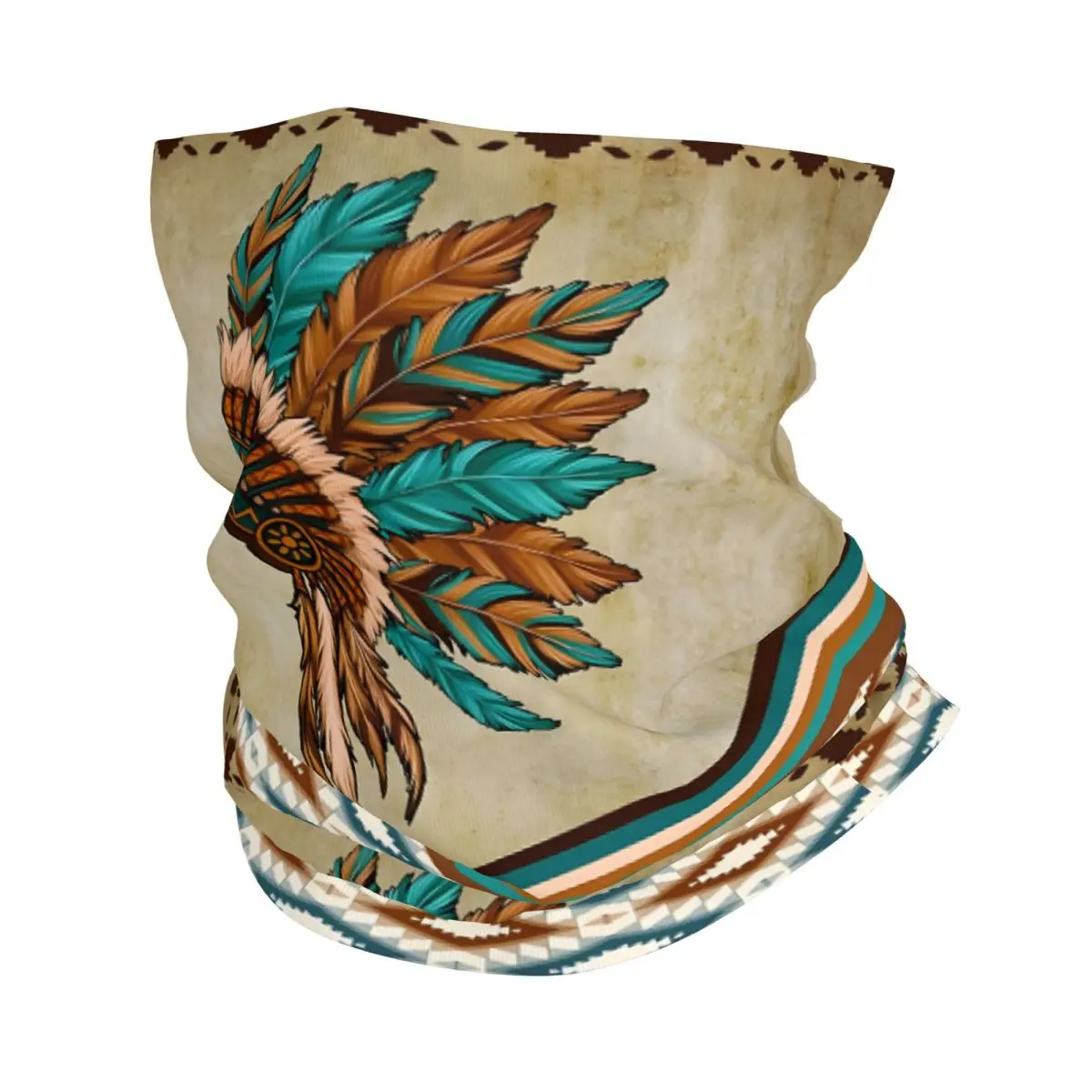 American Headdress Pattern Bandana Neck White Scarf Multi-use Headwear Fishing Unisex Adult Winter