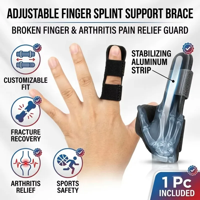 Adjustable Finger Splint Support Brace With Aluminum Strip For Broken Finger Arthritis Pain Relief Guard Sports Safety 1/2/3 Pcs
