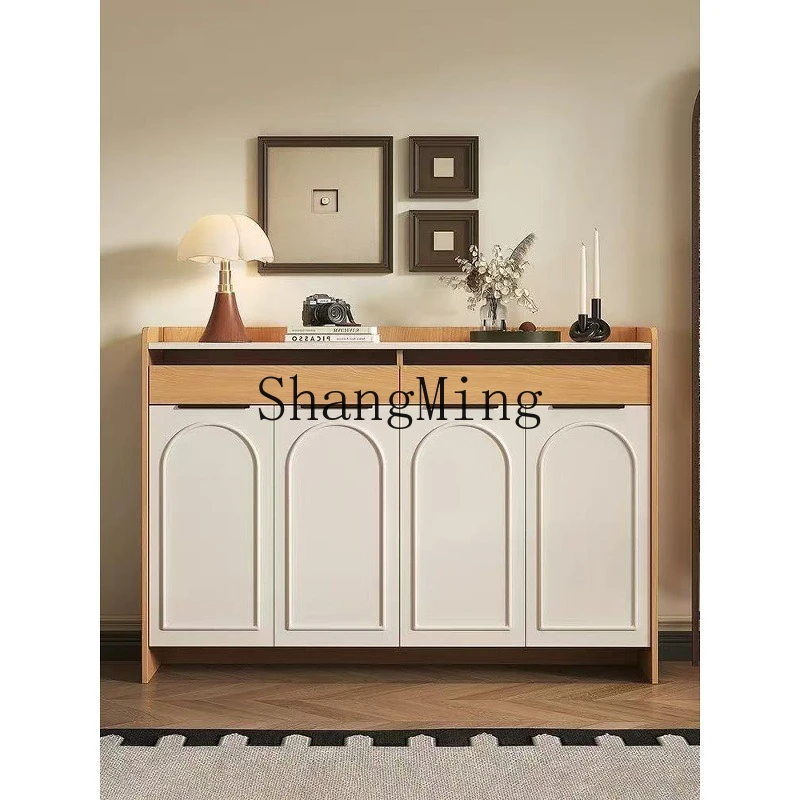 

ZYY household solid wood cream wind home locker door glass decorative foyer cabinet