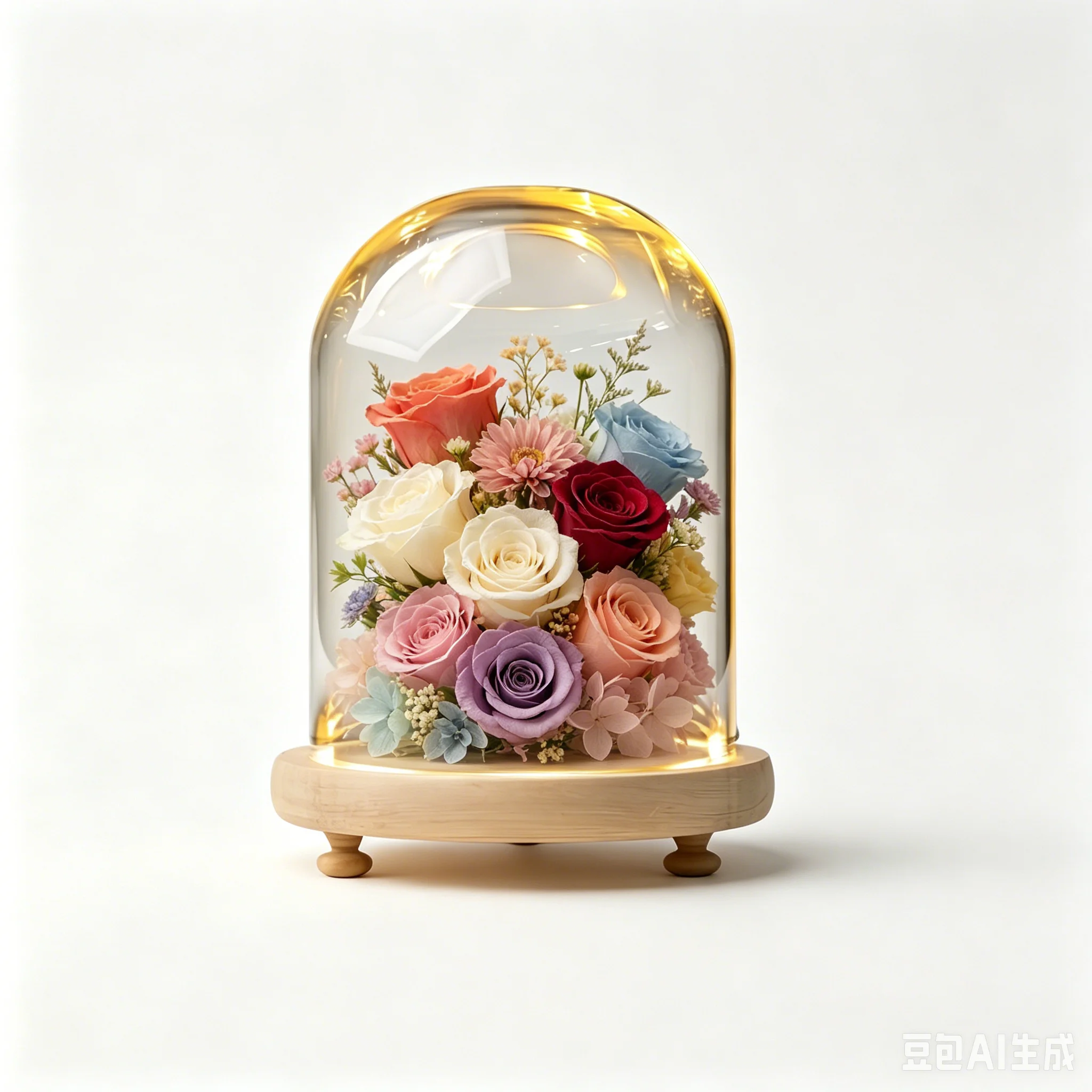 Cylindrical Glass Display Dome DIY Gift Globe with Wooden Base Kids Candy Jewelry Storage