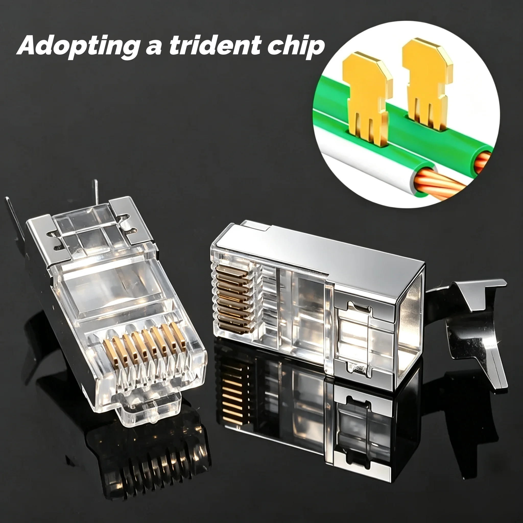 SUMMITEK Cat7 RJ45 Connector Non Pass Through Modular Plug Shielded FTP 8P8C Network Crimp Connectors