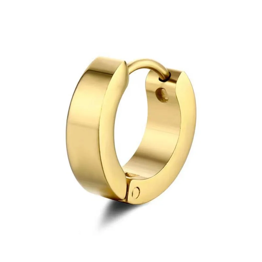 2pcs Fashion Stainless Steel Round Huggie Hoop Earrings Small Niche Design Piercing Ear Studs Unisex High-grade Ear Buckle Women