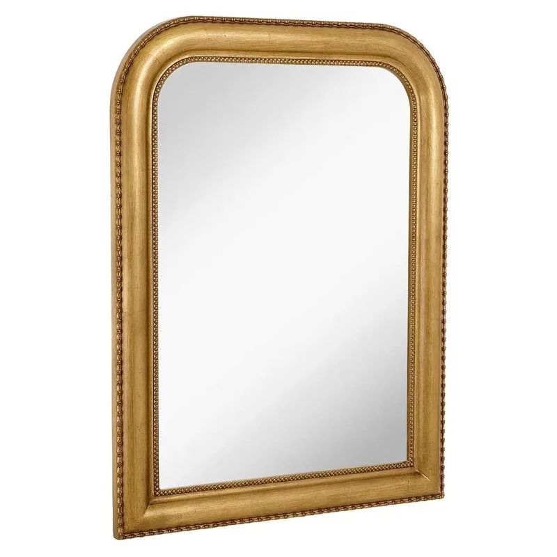 

Gold Ornate Mirror - Metal Framed 16x24 inch Antique Brass Mirror - Decorative Scalloped Edge for Bathroom, Vanit