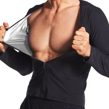 Pánské mikiny s dlouhým rukávem, sauna, stahovací prádlo na zip, termo zeštíhlující cvičební obleky na hubnutí 6 nejlepší prodej rychlé hubnutí - №3