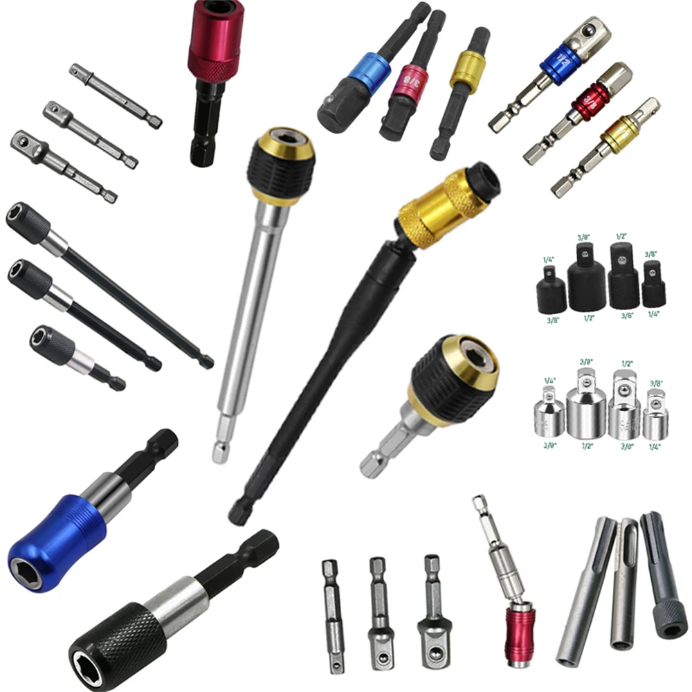 1pc Hex Socket Driver Drill Bit Adaptor Extension Converter Impact Drill Nonslip Angle Driver Quick Change Screw Drill Hand Tool