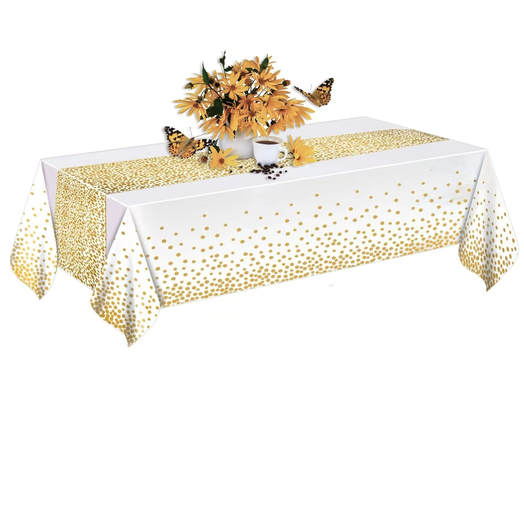 Black Gold Tablecloth 54x108 inch (137x274cm) Party Supplies, Rectangular Black Gold Table Cover for Halloween, Christmas