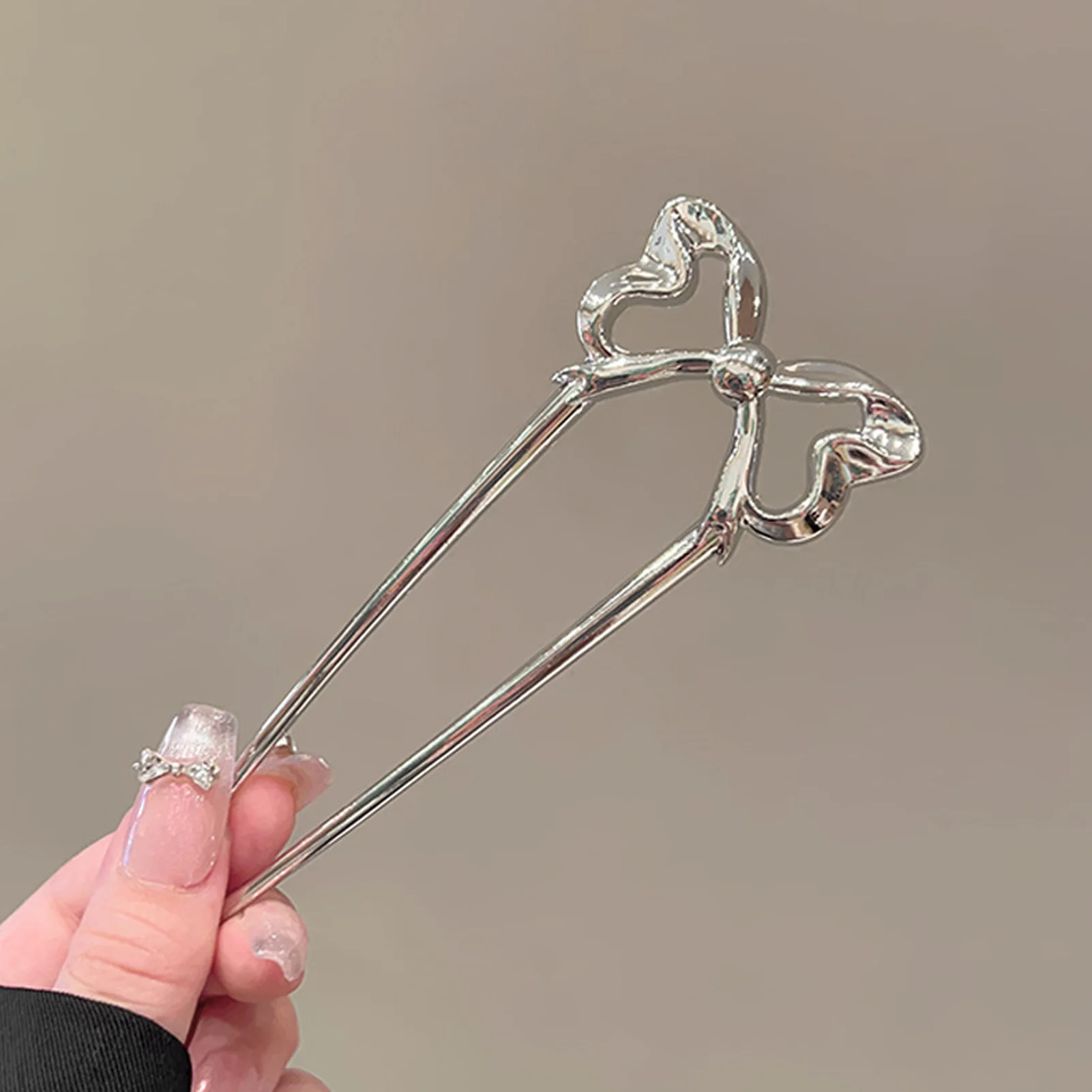 Elegante pasador de pelo en forma de U con lazo, de aleación metálica, para mujer, niña, novia, boda, fiesta, accesorios diarios para el cabello