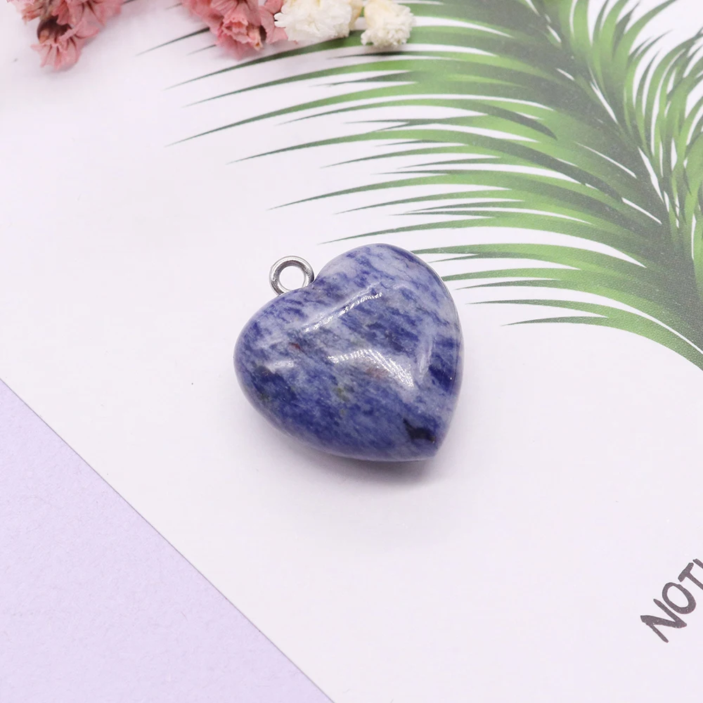 Heart Shape Amethyst Natural Stone Pendants for Jewelry Making DIY Necklace Reiki Pendant Lapis Crystal Quartz Fashion Jewelry