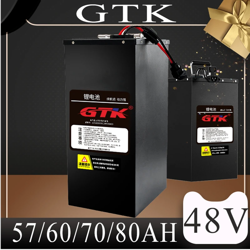 GTK Lithium 48V 57AH 60AH 70AH 80AH  Li ion battery  2000W 3000W  Rechargeable for 3500w Scooter Solar Motorcycle Go Kart